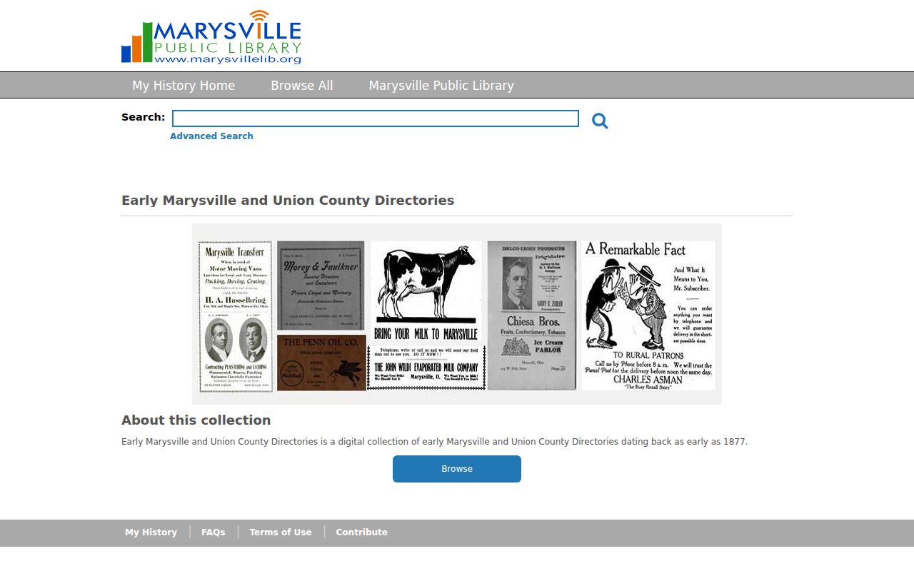 Marysville city directory digitized Early Marysville and Union County Directories collection