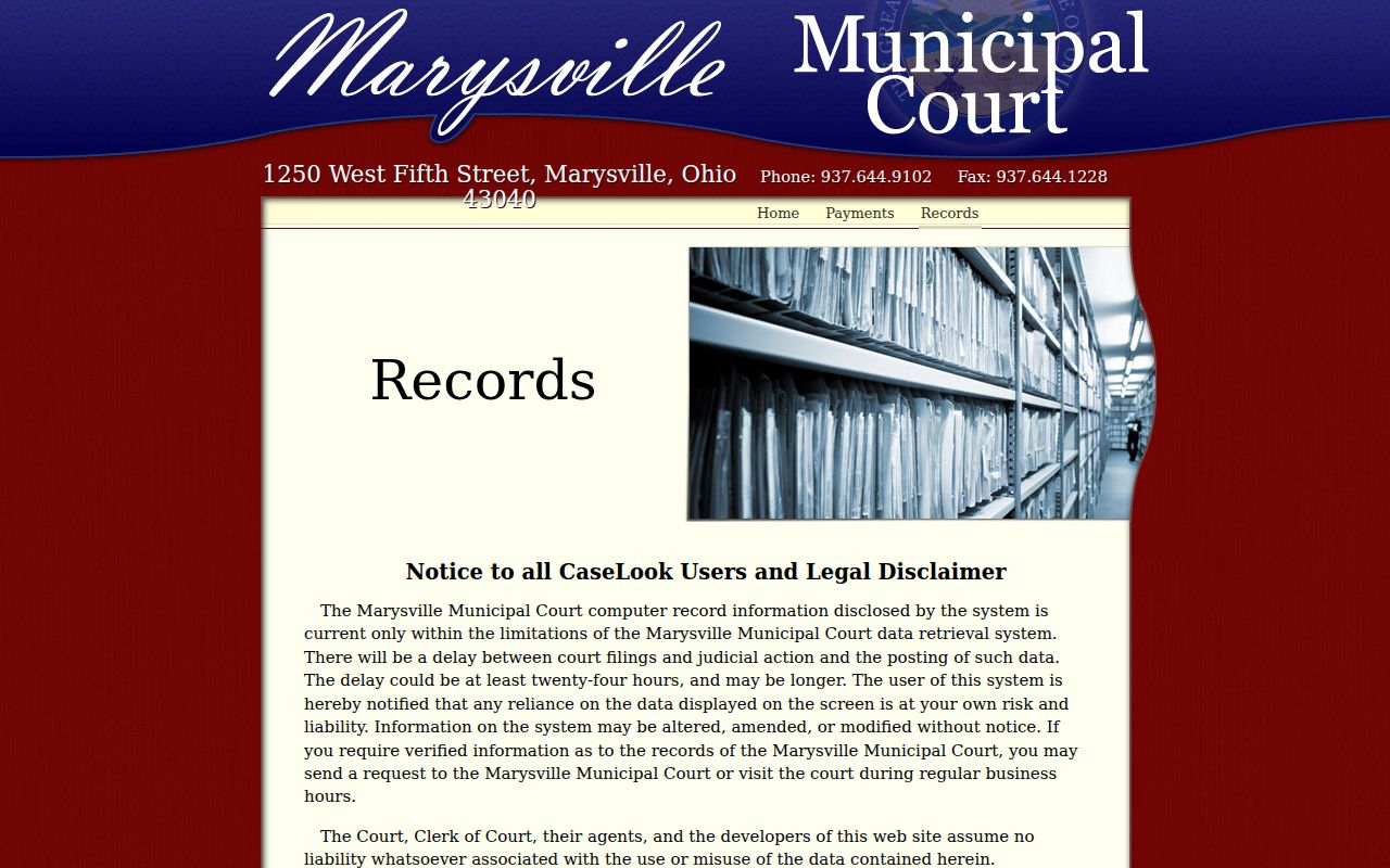 Marysville residents directory municipal court CaseLook notice