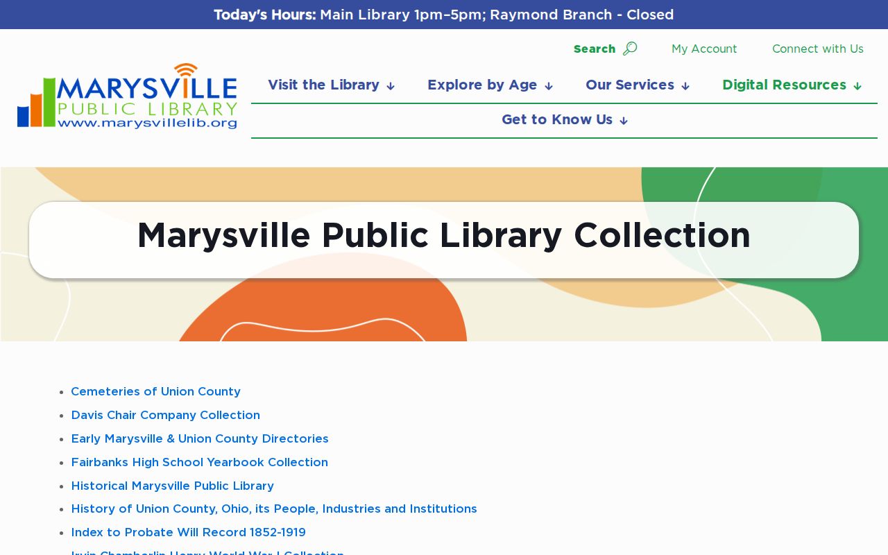 Marysville residents directory public library collection
