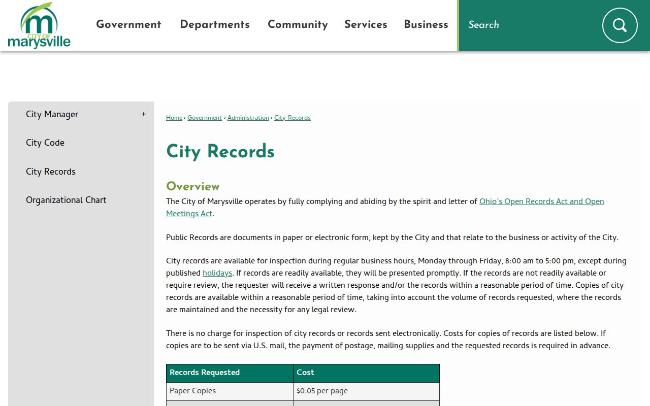 Marysville neighbors city records request source