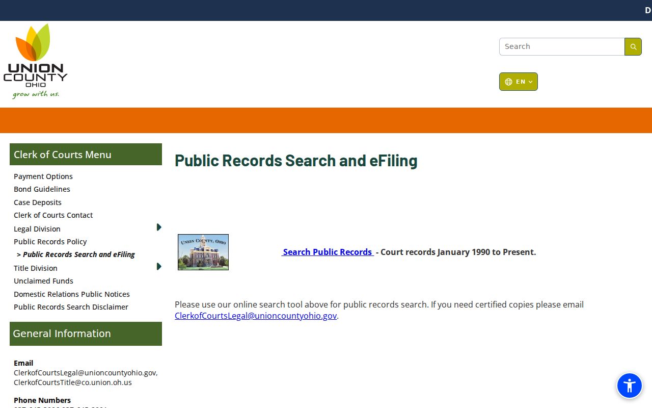 Marysville resident lookup Union County official court search gateway
