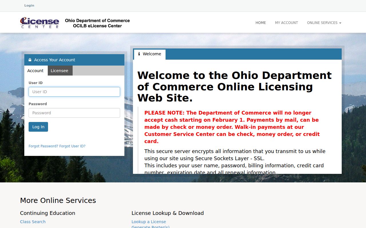 Marysville resident lookup Ohio Commerce eLicense Center verification