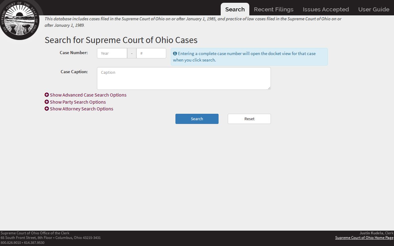 Marysville resident lookup Supreme Court of Ohio public docket